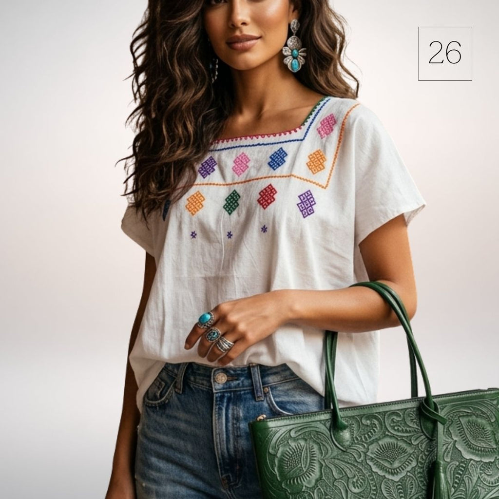 Blusa Esencia | Bordado a Mano en Manta Cruda