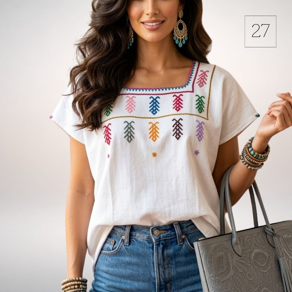 Blusa Esencia | Bordado a Mano en Manta Cruda