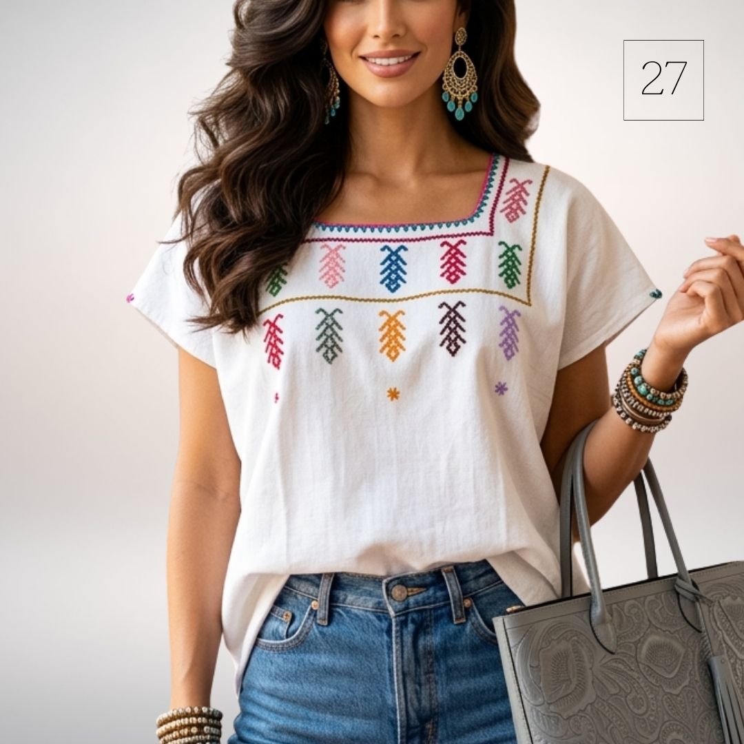 Blusa Esencia | Bordado a Mano en Manta Cruda