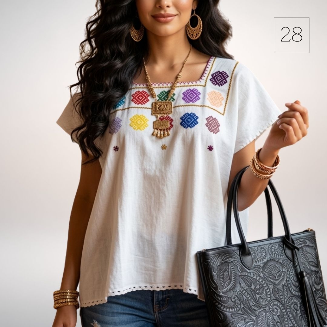 Blusa Esencia | Bordado a Mano en Manta Cruda