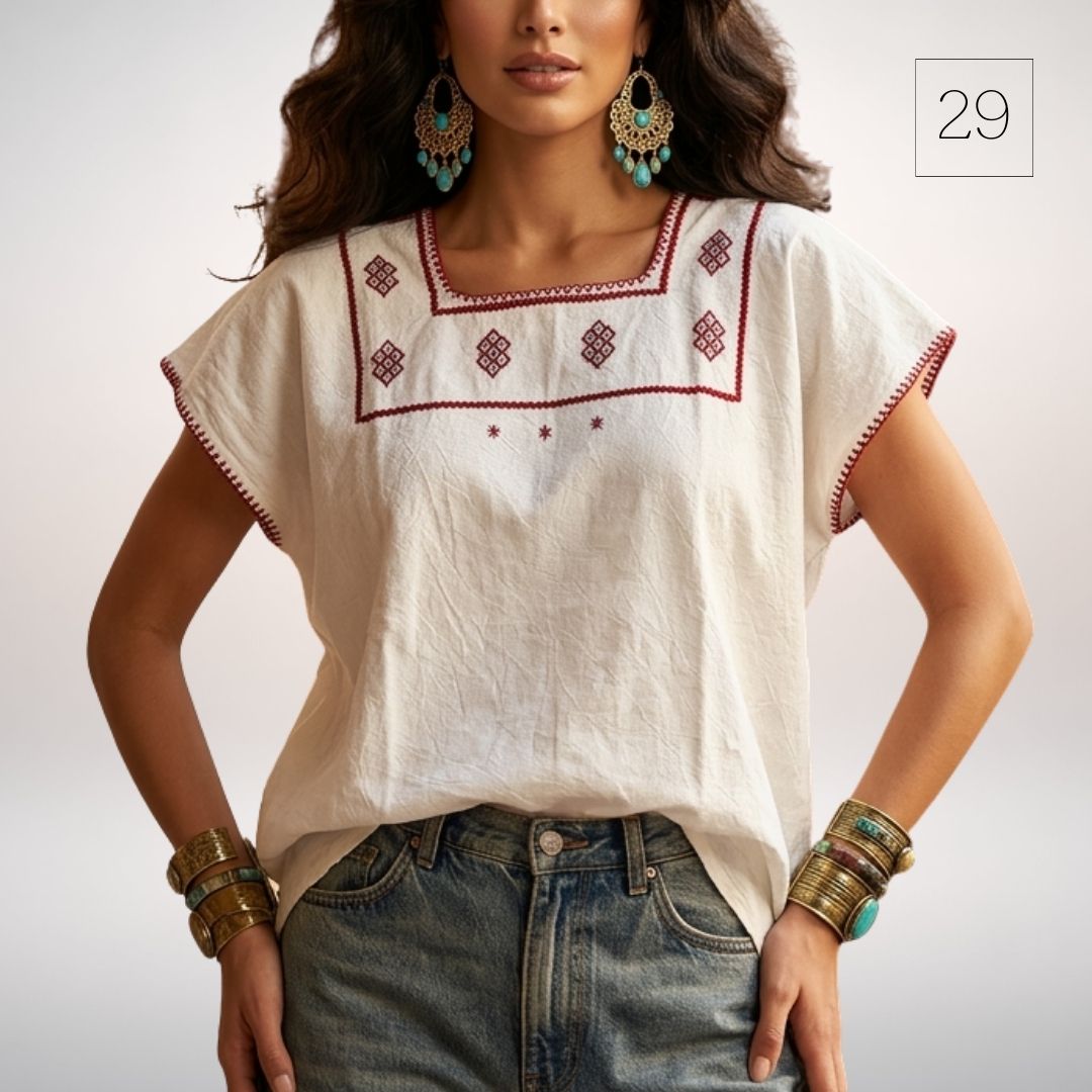 Blusa Esencia | Bordado a Mano en Manta Cruda