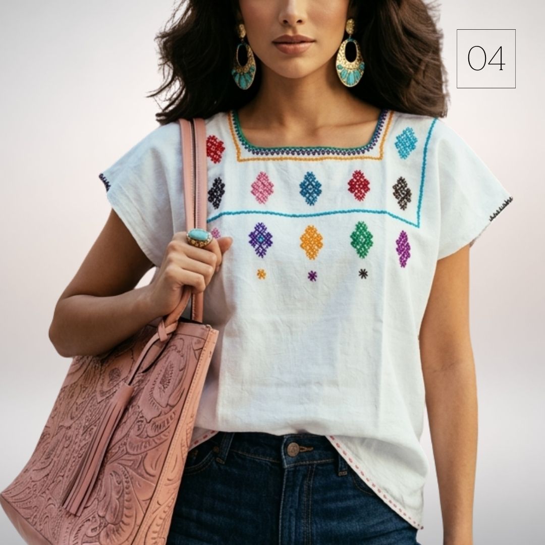 Blusa Esencia | Bordado a Mano en Manta Cruda