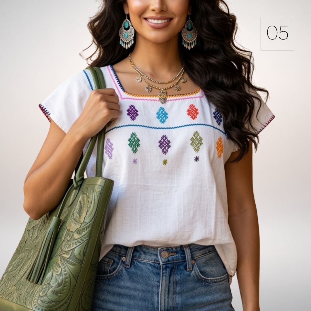 Blusa Esencia | Bordado a Mano en Manta Cruda