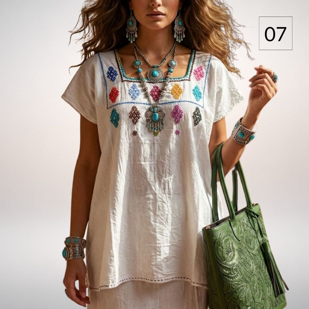 Blusa Esencia | Bordado a Mano en Manta Cruda