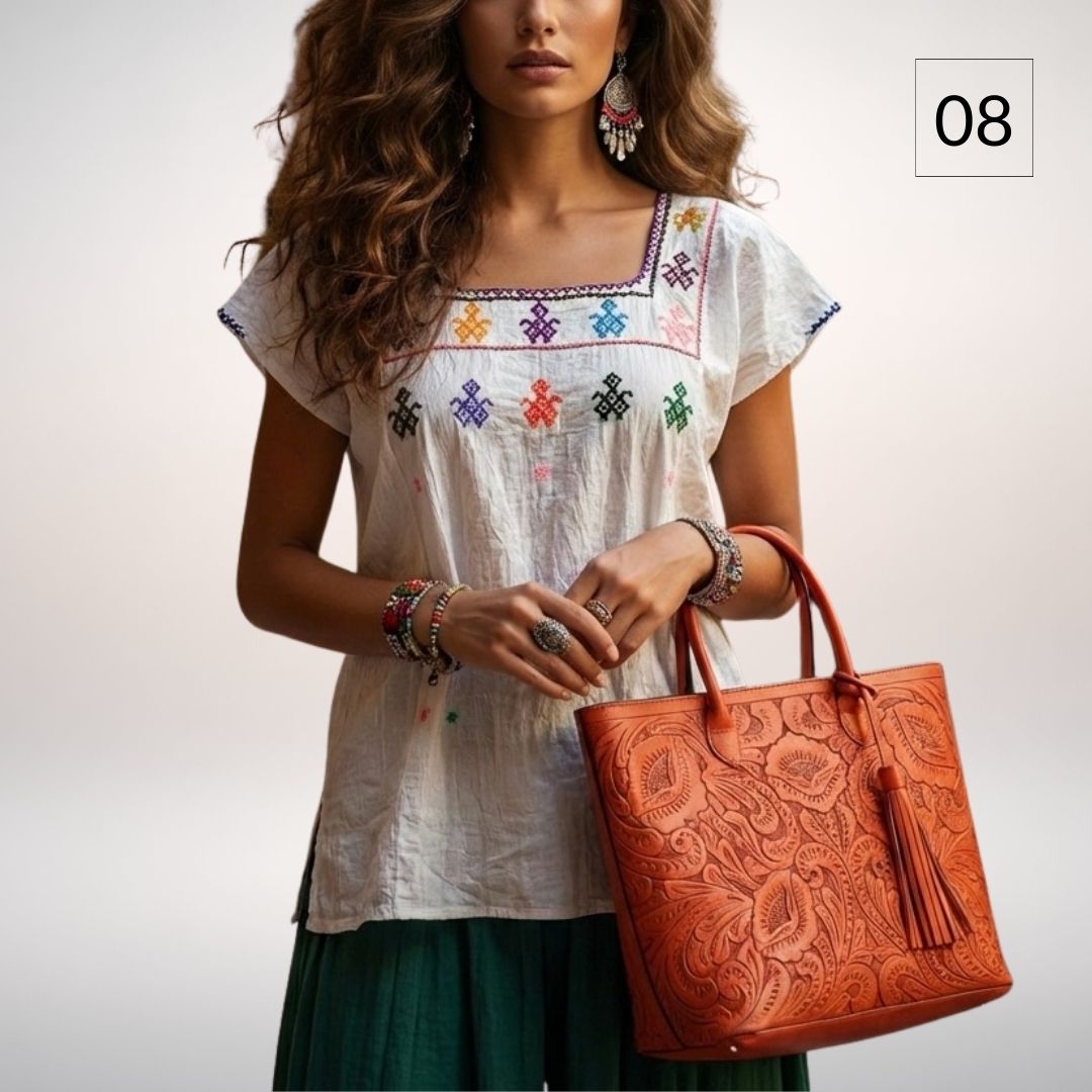 Blusa Esencia | Bordado a Mano en Manta Cruda