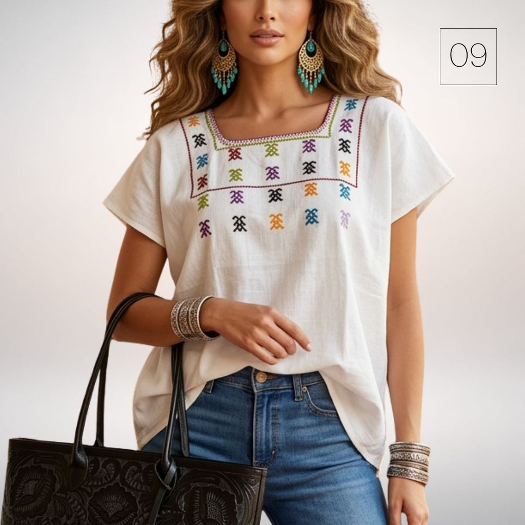 Blusa Esencia | Bordado a Mano en Manta Cruda