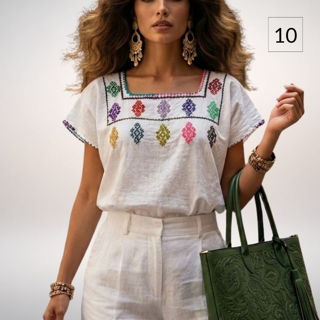 Blusa Esencia | Bordado a Mano en Manta Cruda