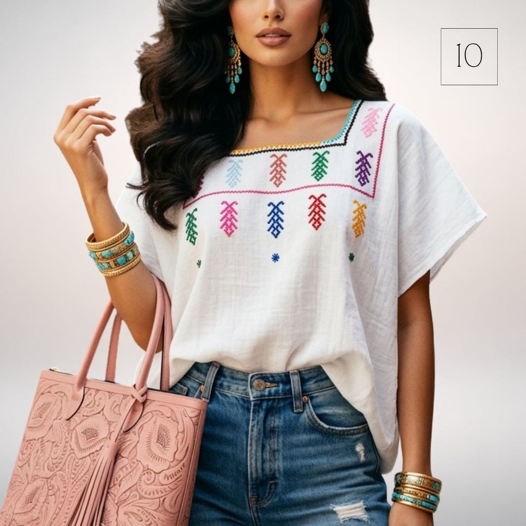 Blusa Esencia | Bordado a Mano en Manta Cruda