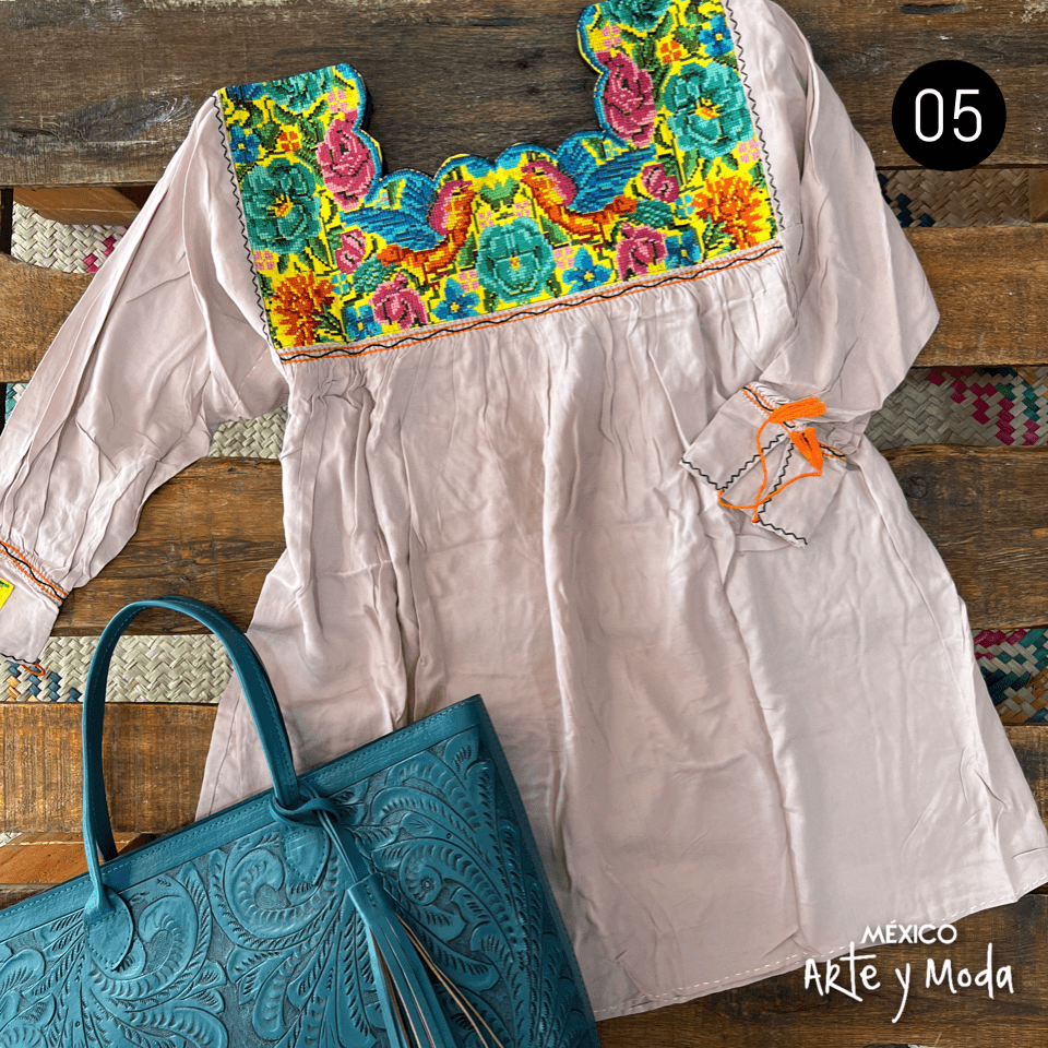 Bluson Punto de Cruz Rayon - MÉXICO ARTE Y MODA - Blusa Bordada