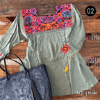 Bluson Punto de Cruz Rayon - MÉXICO ARTE Y MODA - Blusa Bordada