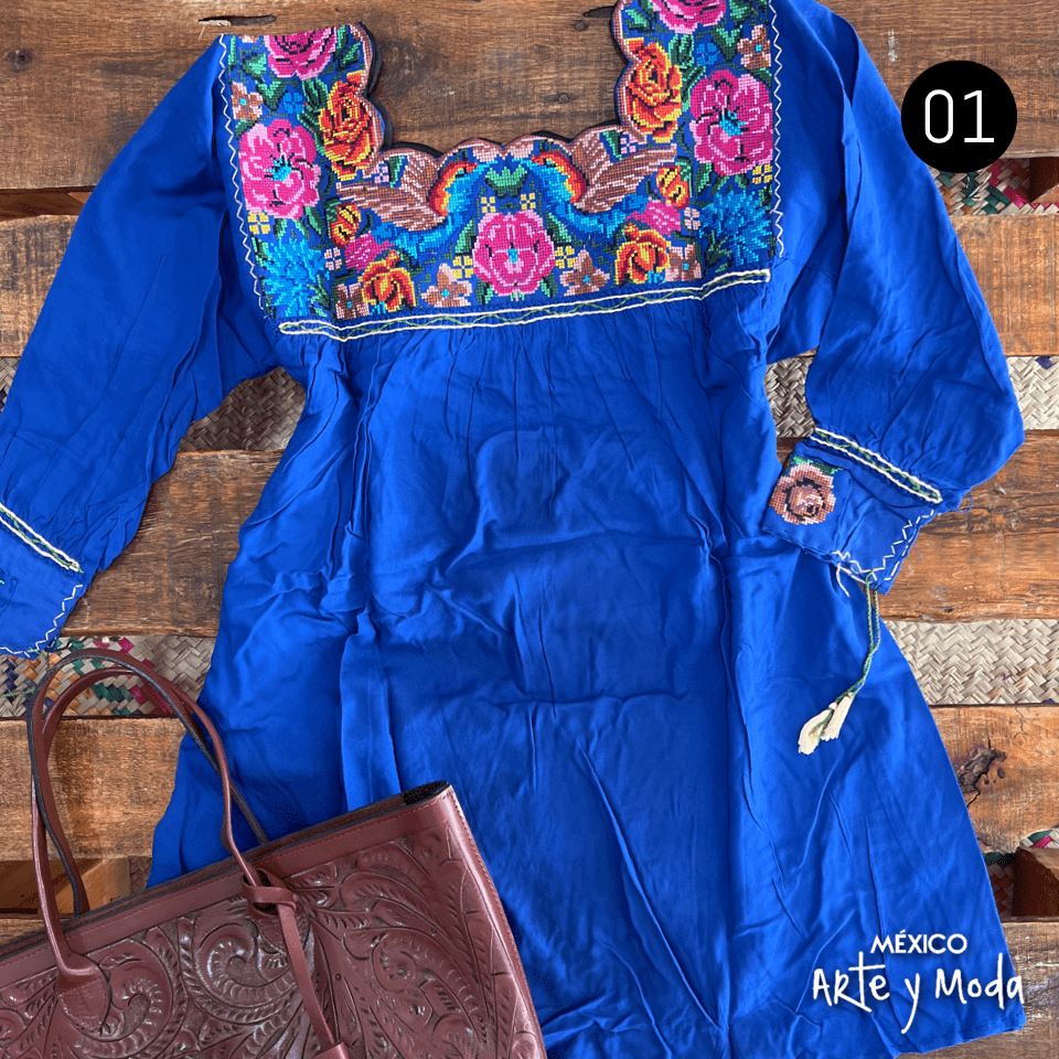 Bluson Punto de Cruz Rayon - MÉXICO ARTE Y MODA - Blusa Bordada