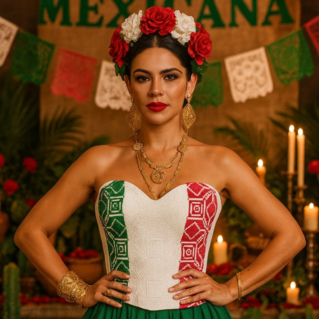 Bustier Patria Punto de Cruz - MÉXICO ARTE Y MODA - Blusa Bordada