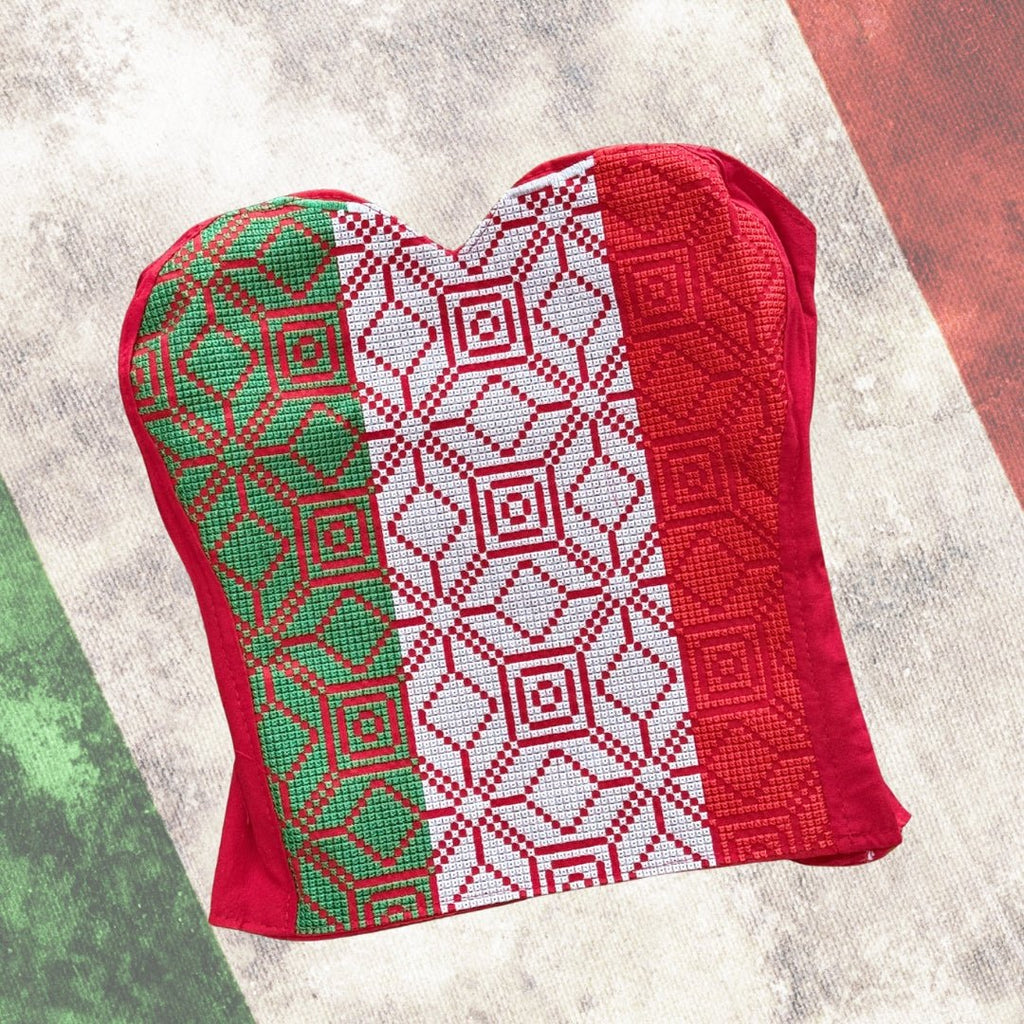 Bustier Patria Punto de Cruz - MÉXICO ARTE Y MODA - Blusa Bordada