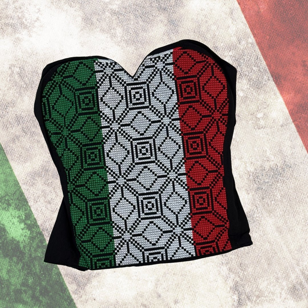 Bustier Patria Punto de Cruz - MÉXICO ARTE Y MODA - Blusa Bordada