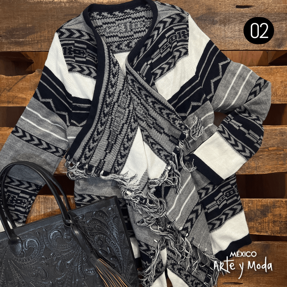 Cardigan Flecos Corto - MÉXICO ARTE Y MODA - Sudaderas y Suéteres