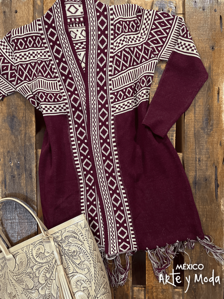 Cardigan Flecos Largo - MÉXICO ARTE Y MODA - Sudaderas y Suéteres