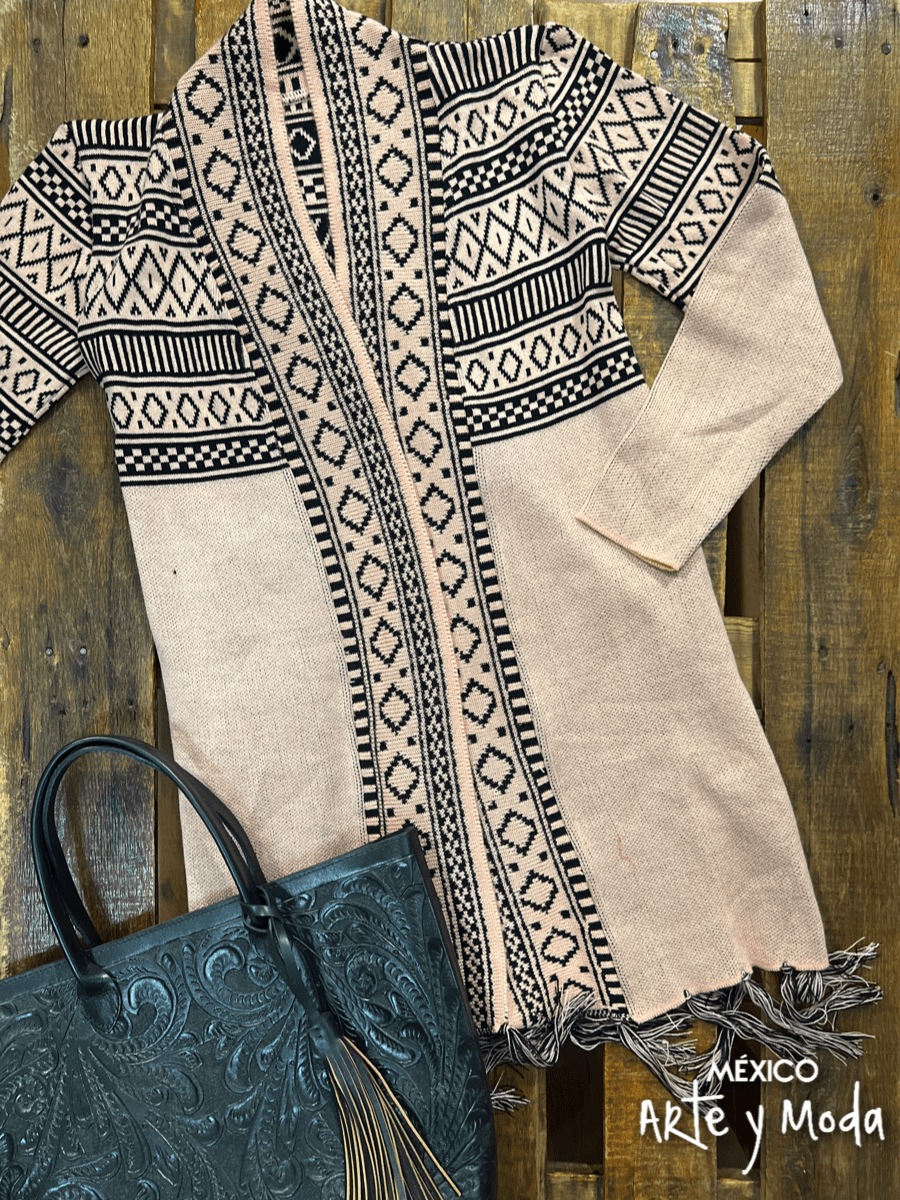Cardigan Flecos Largo - MÉXICO ARTE Y MODA - Sudaderas y Suéteres