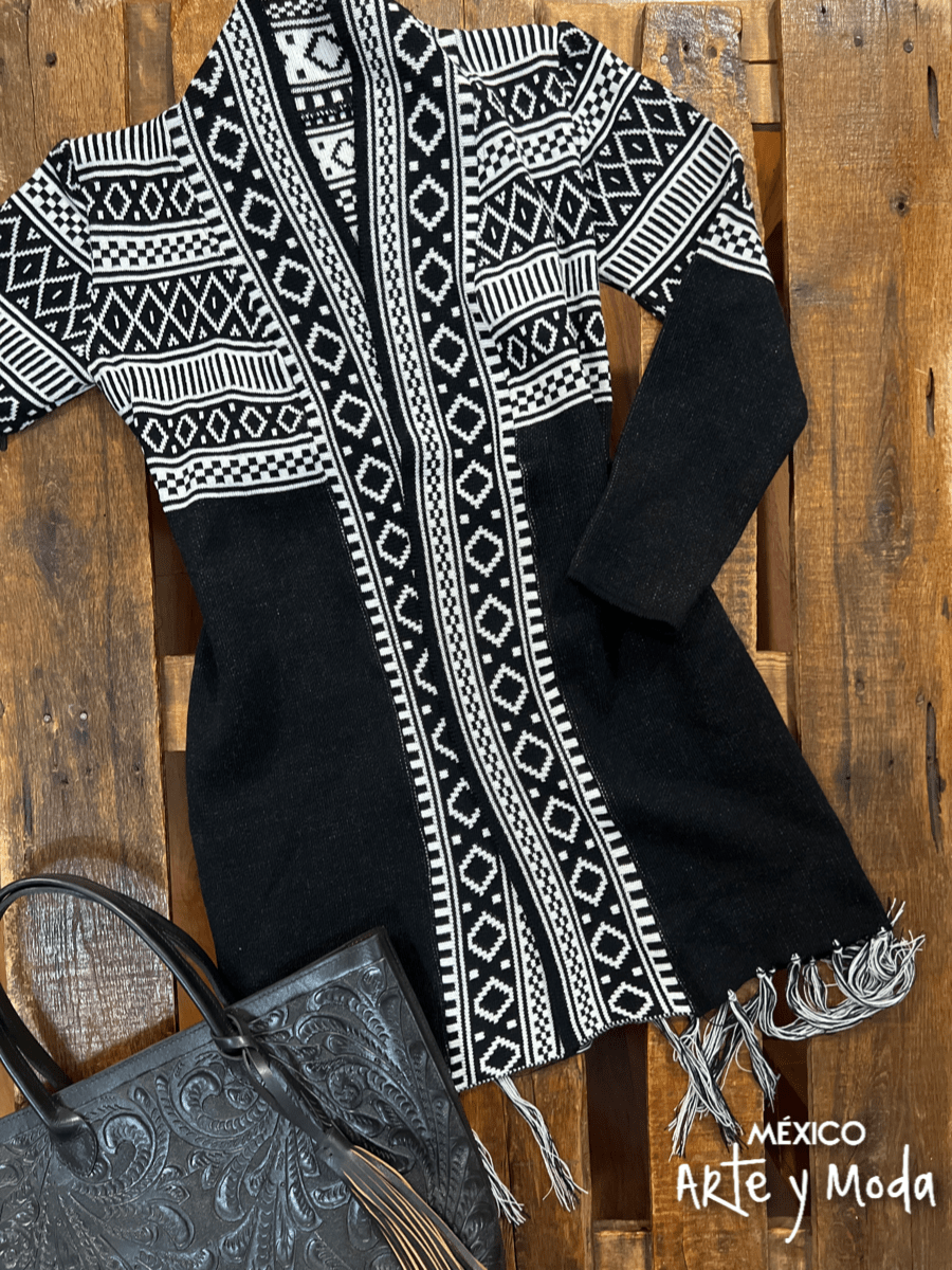 Cardigan Flecos Largo - MÉXICO ARTE Y MODA - Sudaderas y Suéteres