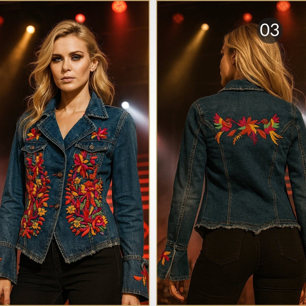 Cazadora Tenango Mezclilla - MÉXICO ARTE Y MODA - Chamarra