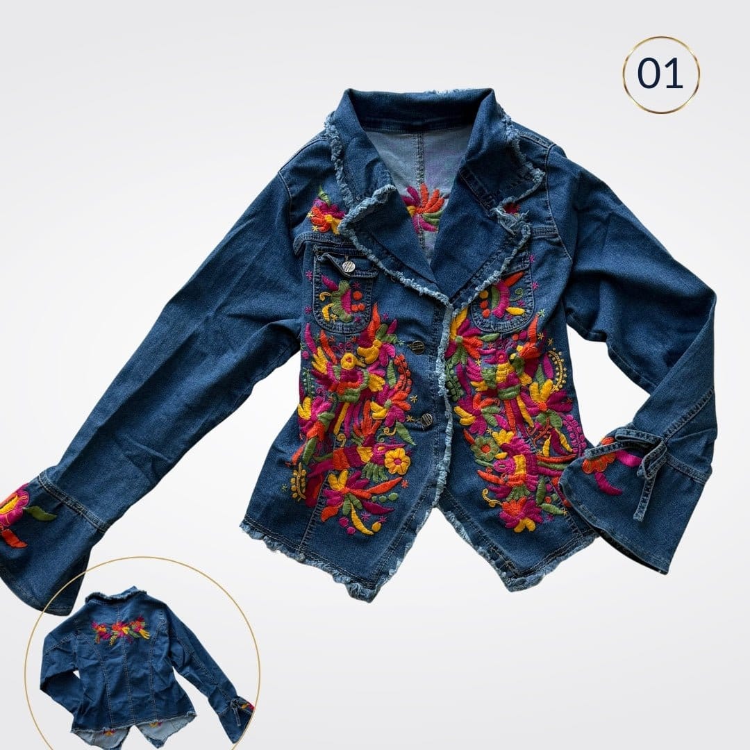 Cazadora Tenango Mezclilla - MÉXICO ARTE Y MODA - Chamarra