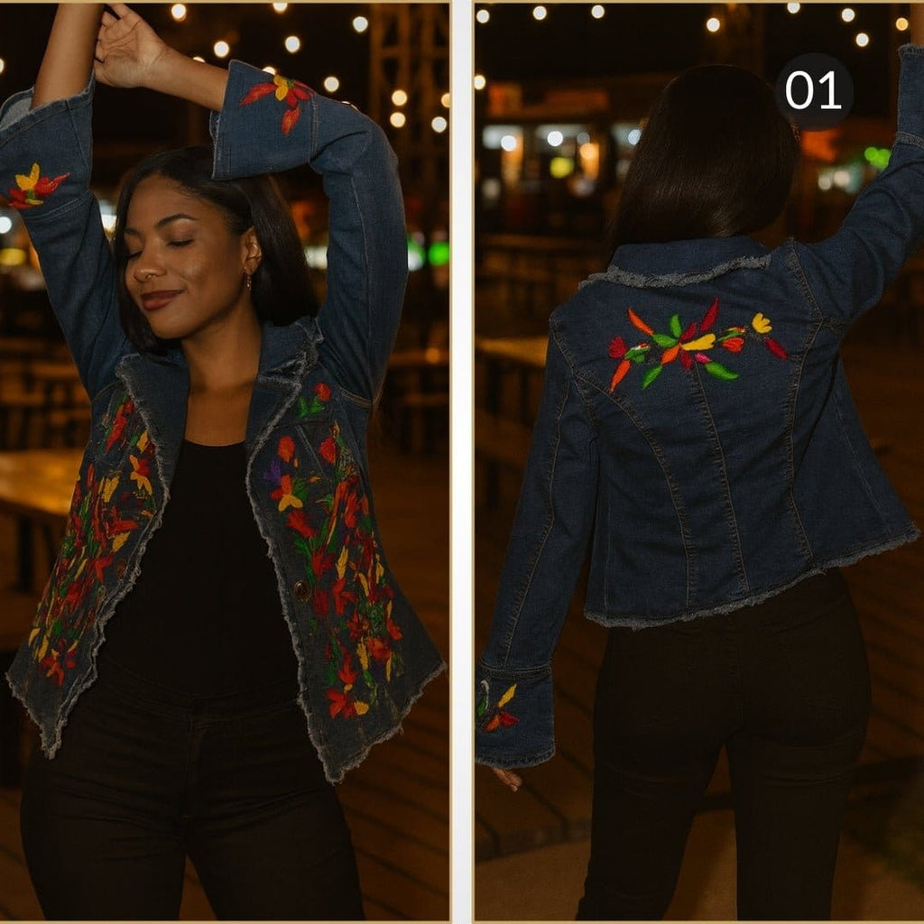 Cazadora Tenango Mezclilla - MÉXICO ARTE Y MODA - Chamarra