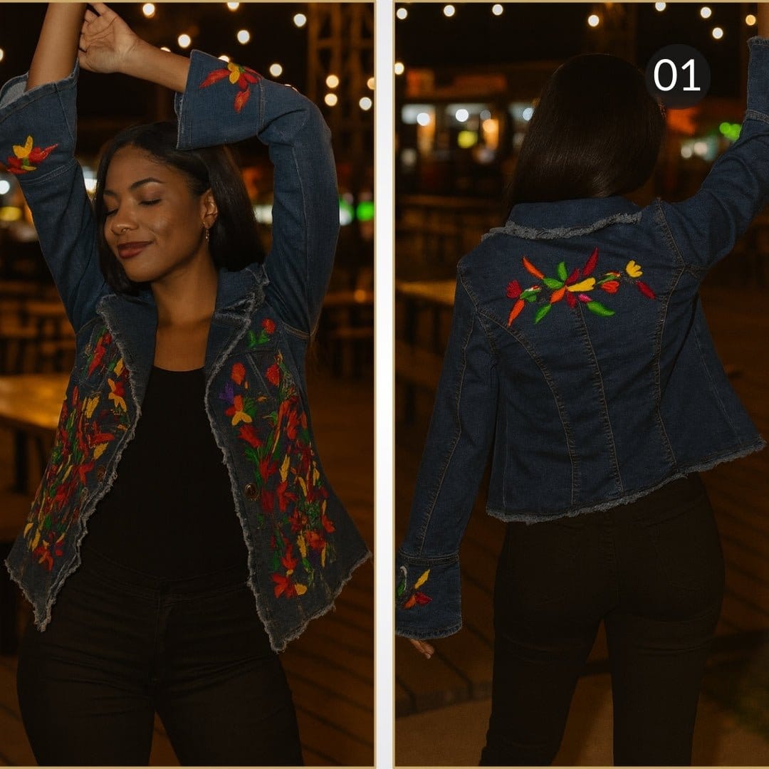 Cazadora Tenango Mezclilla - MÉXICO ARTE Y MODA - Chamarra