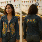 Cazadora Tenango Mezclilla - MÉXICO ARTE Y MODA - Chamarra