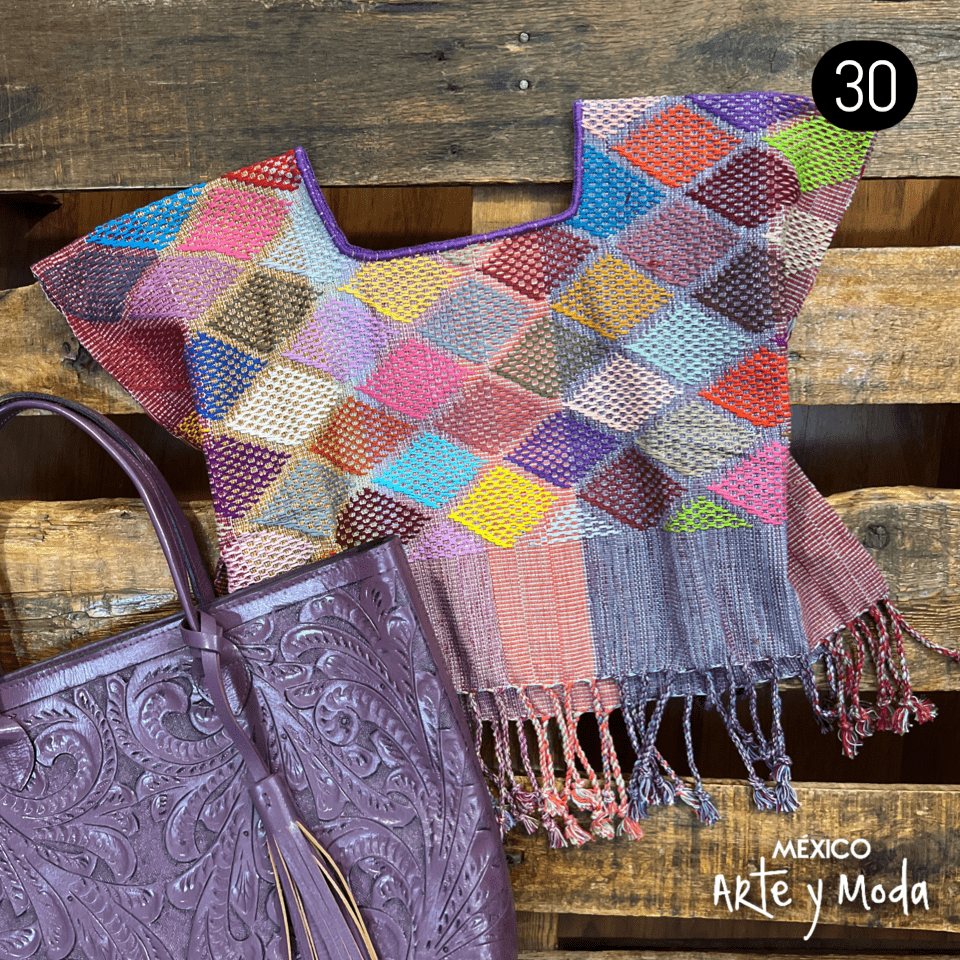 Crop Top Telar Rombos - MÉXICO ARTE Y MODA - Blusa Bordada