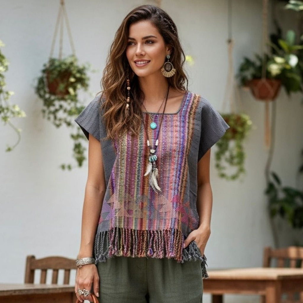 Huipil Boho Chic - MÉXICO ARTE Y MODA - Blusa Bordada