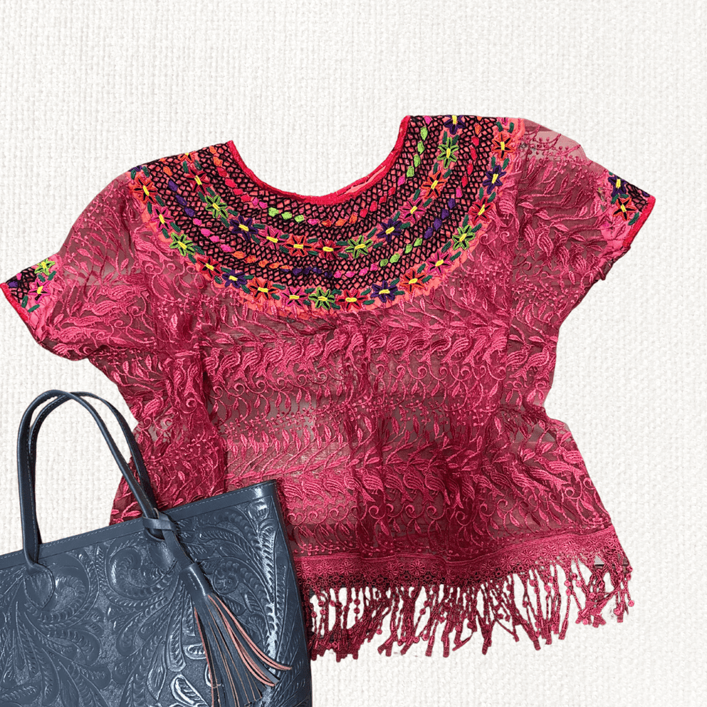 Huipil Cobanero Encaje - MÉXICO ARTE Y MODA - Blusa Bordada