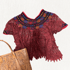 Huipil Cobanero Encaje - MÉXICO ARTE Y MODA - Blusa Bordada