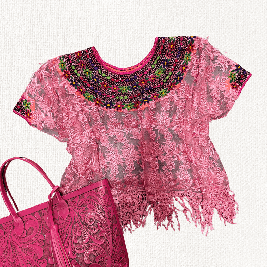 Huipil Cobanero Encaje - MÉXICO ARTE Y MODA - Blusa Bordada