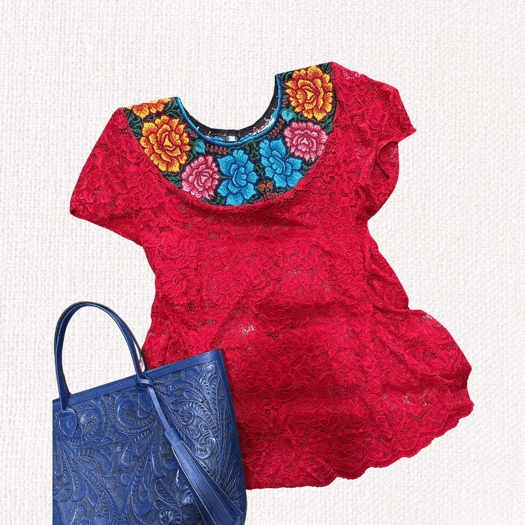 Huipil Encaje Zinac - MÉXICO ARTE Y MODA - Blusa Bordada