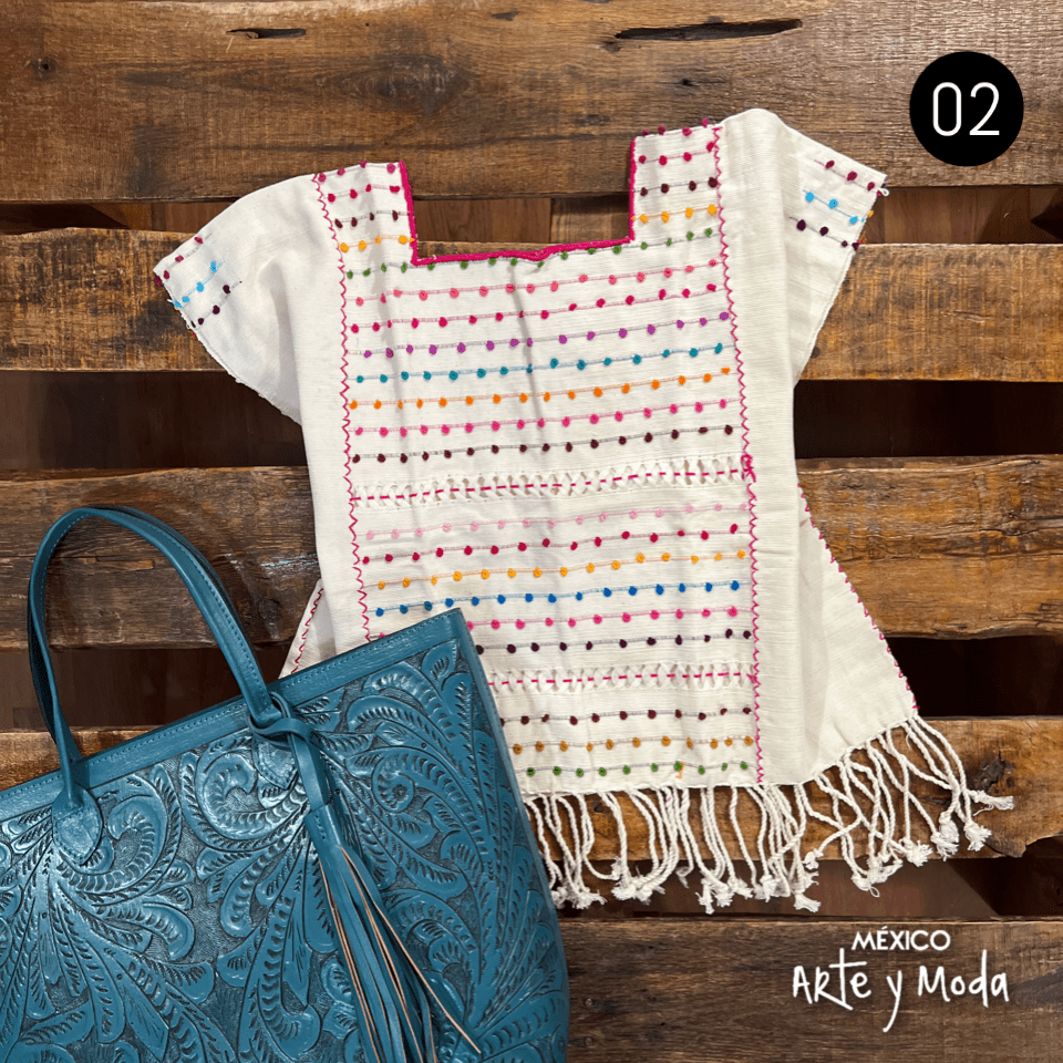 Huipil Telar Lunares - MÉXICO ARTE Y MODA - Crop Top