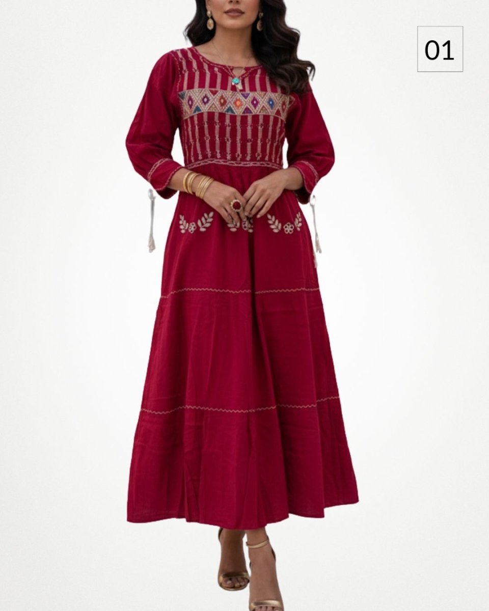 Maxi Vestido 3 Regiones - MÉXICO ARTE Y MODA - Vestido Bordado