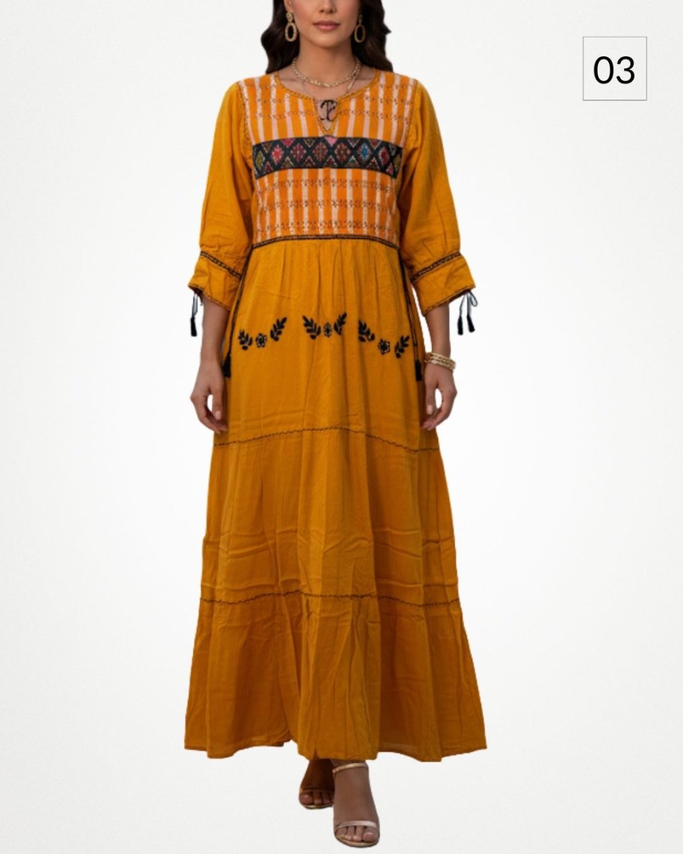 Maxi Vestido 3 Regiones - MÉXICO ARTE Y MODA - Vestido Bordado