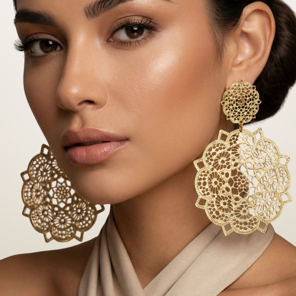 Aretes Roseton de Filigrana | Acero Inoxidable