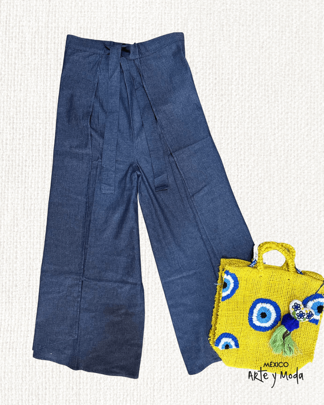 Pantalon Pareo Mezclilla - MÉXICO ARTE Y MODA - Pantalón