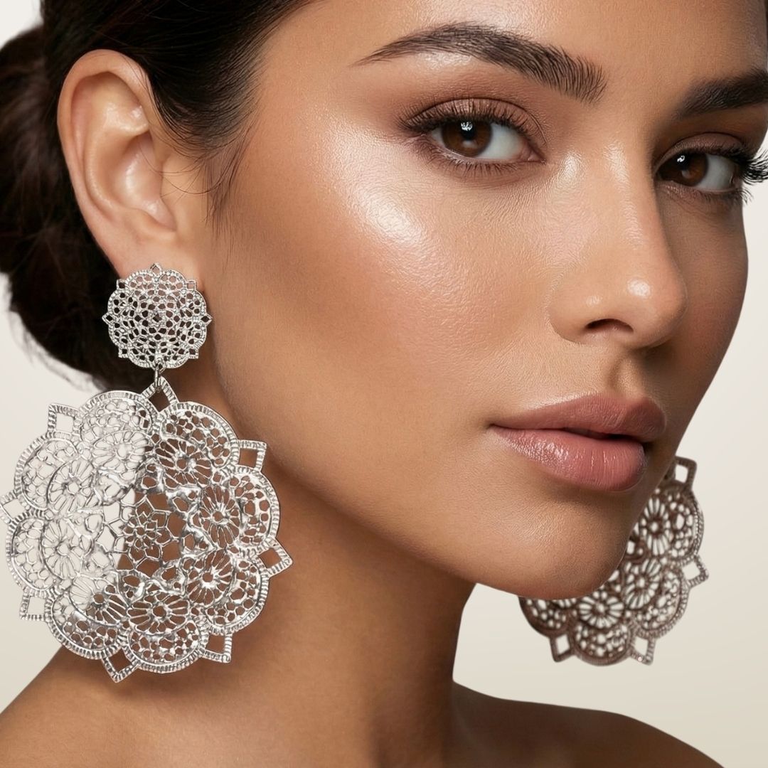 Aretes Roseton de Filigrana | Acero Inoxidable