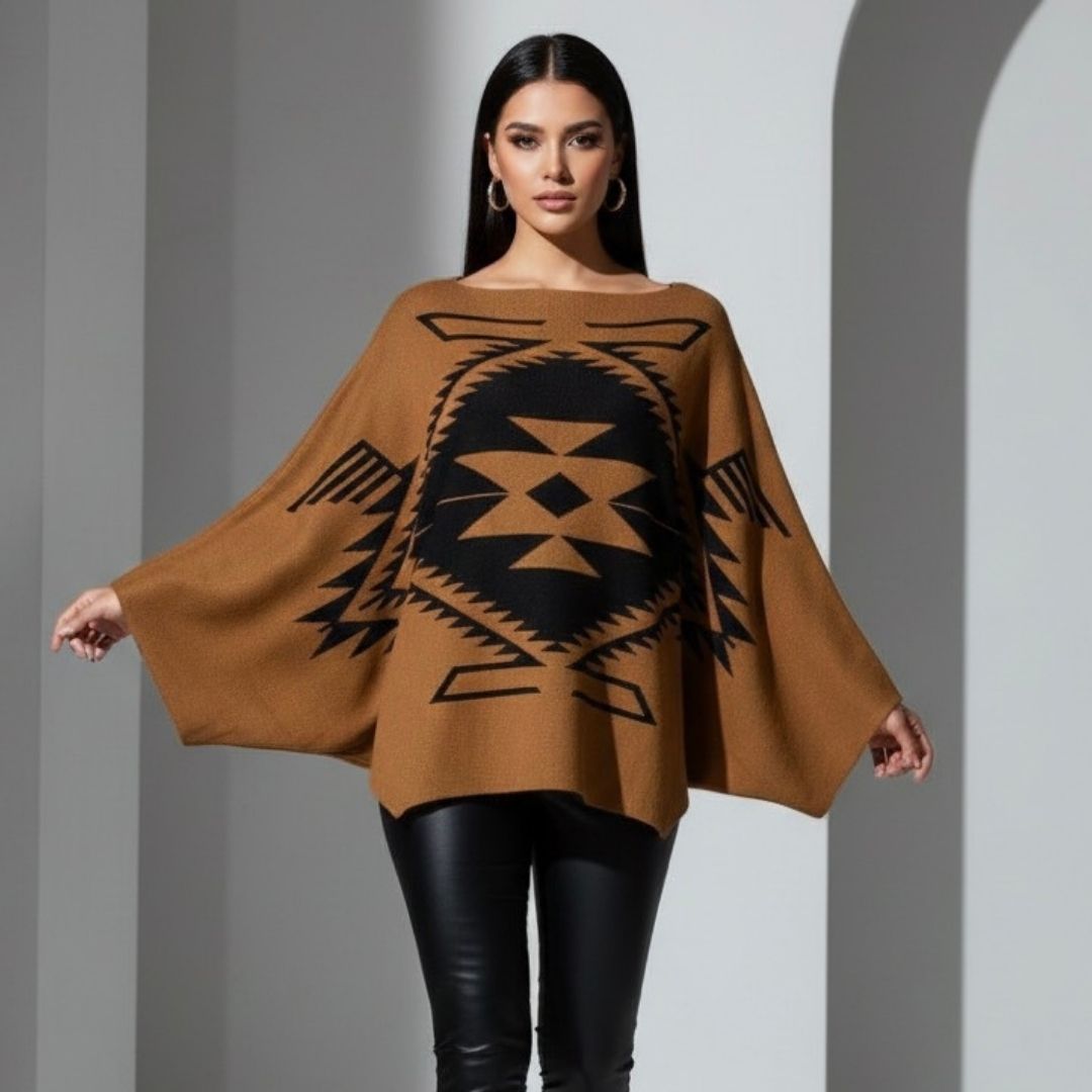 Poncho Senda Maya - Tejido de punto artesanal - MÉXICO ARTE Y MODA - Sudaderas y Suéteres