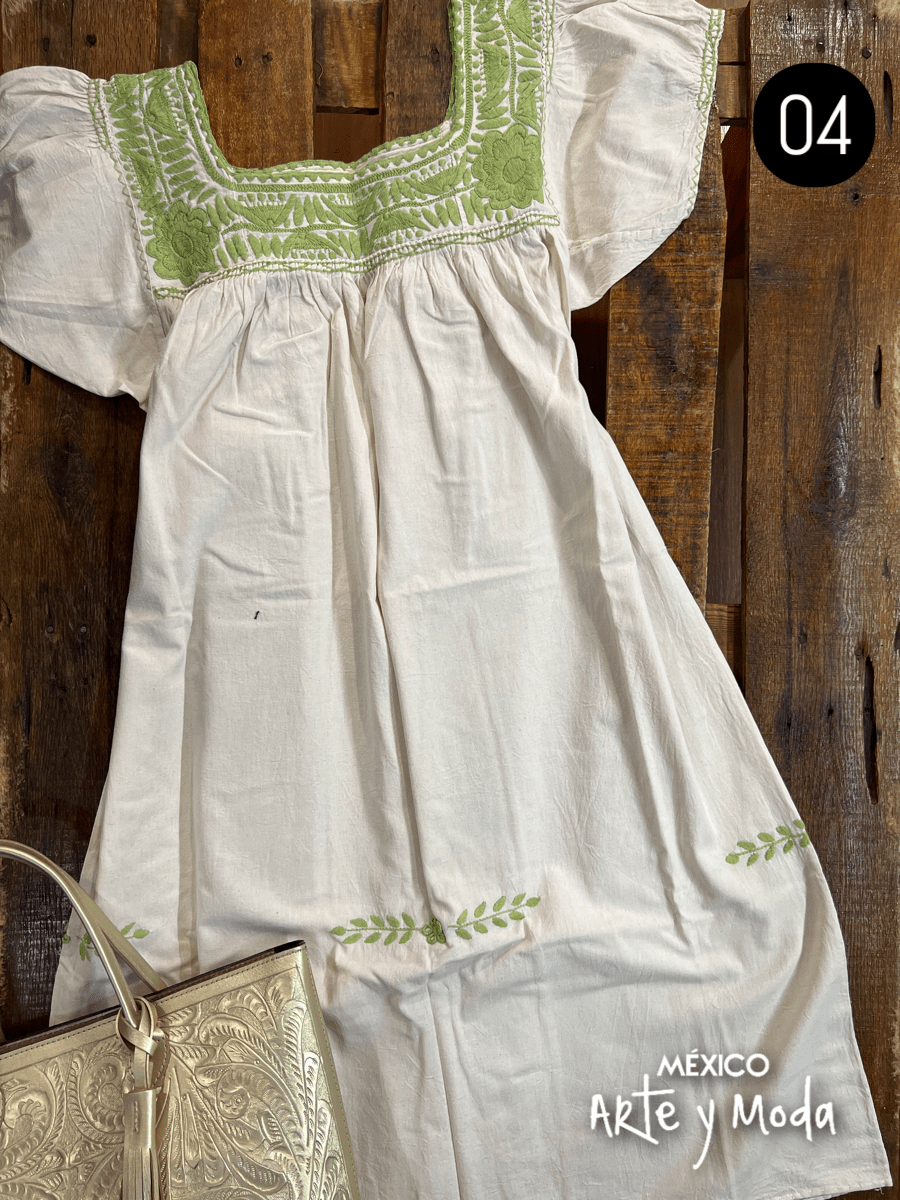 Vestido Aguacatenango Manta - MÉXICO ARTE Y MODA - Vestido Bordado