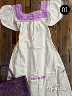 Vestido Aguacatenango Manta - MÉXICO ARTE Y MODA - Vestido Bordado