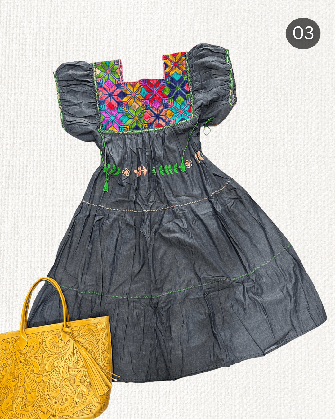 Vestido Estrella Mezclilla - MÉXICO ARTE Y MODA - Vestido Bordado