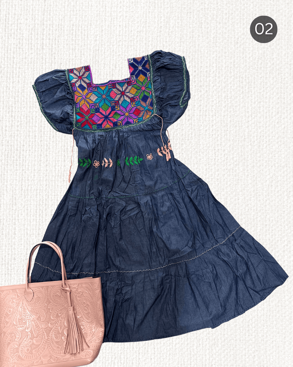 Vestido Estrella Mezclilla - MÉXICO ARTE Y MODA - Vestido Bordado