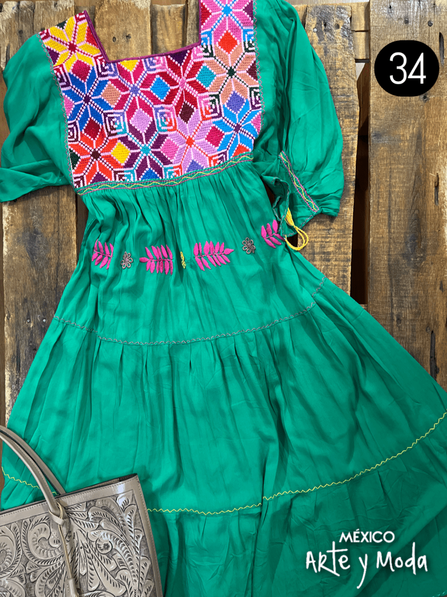 Vestido Estrella Rayon - MÉXICO ARTE Y MODA - Vestido Bordado