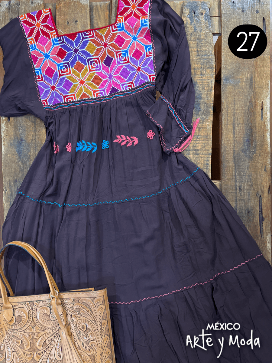 Vestido Estrella Rayon - MÉXICO ARTE Y MODA - Vestido Bordado