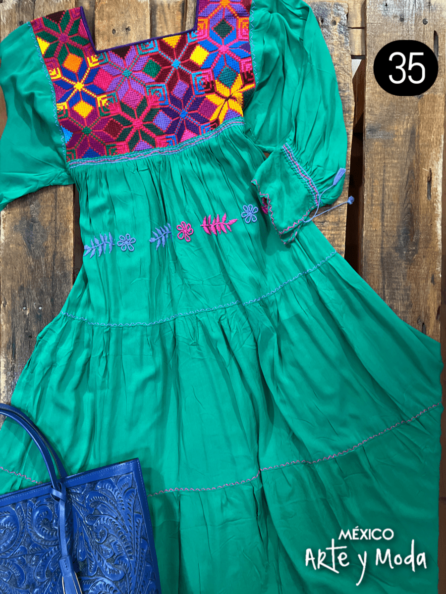 Vestido Estrella Rayon - MÉXICO ARTE Y MODA - Vestido Bordado