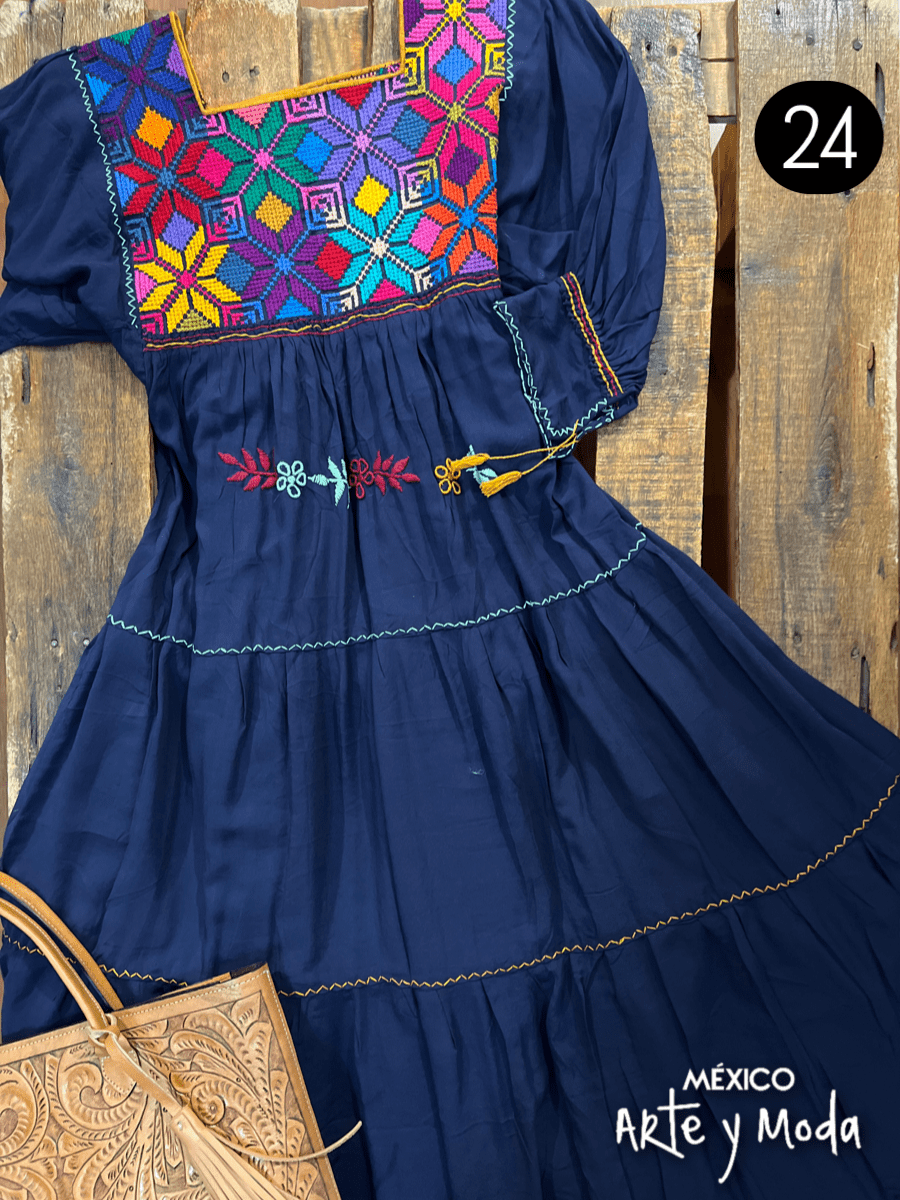 Vestido Estrella Rayon - MÉXICO ARTE Y MODA - Vestido Bordado