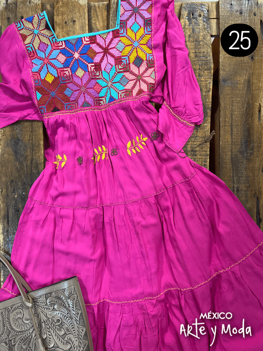 Vestido Estrella Rayon - MÉXICO ARTE Y MODA - Vestido Bordado