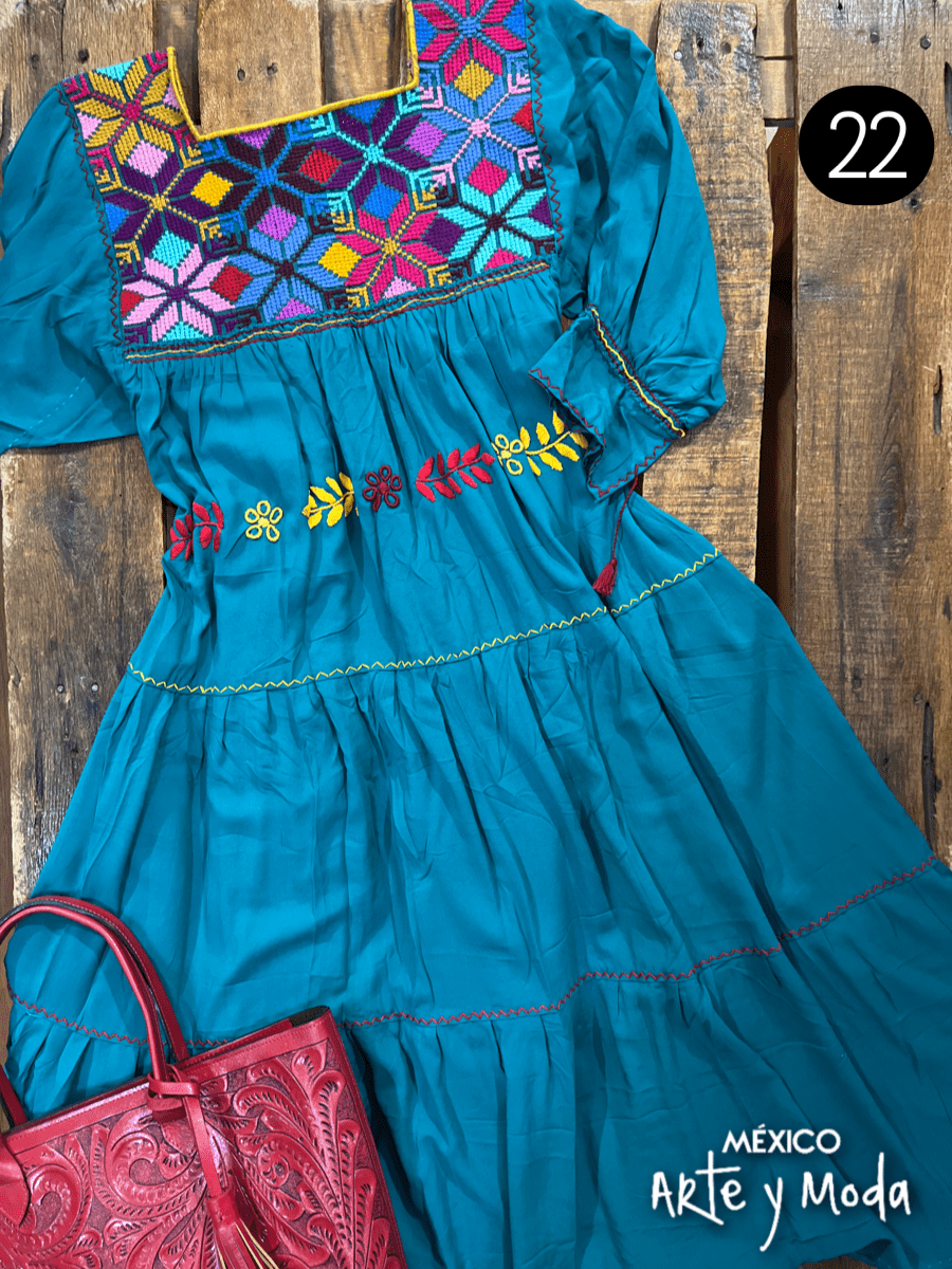 Vestido Estrella Rayon - MÉXICO ARTE Y MODA - Vestido Bordado